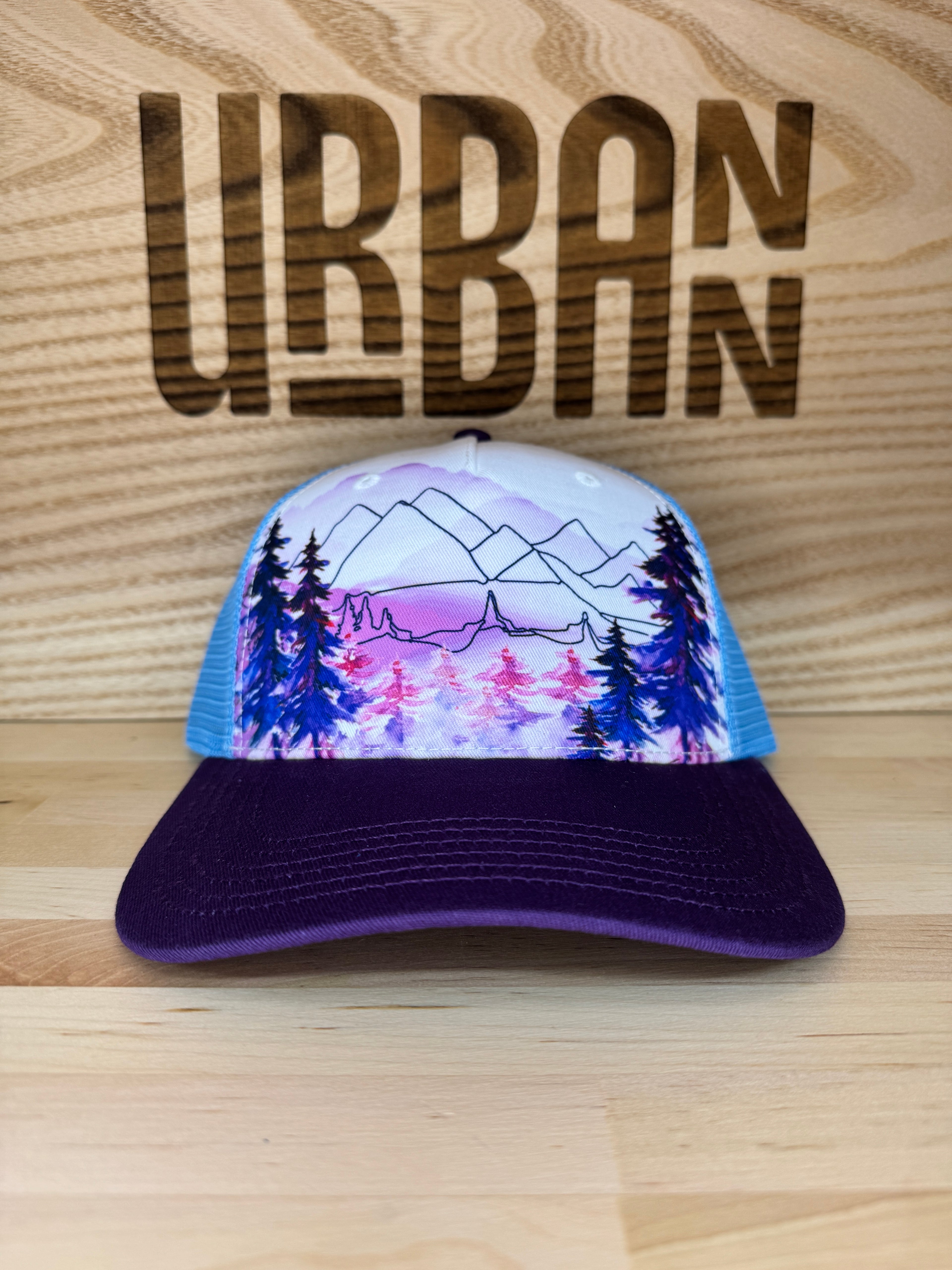 Urbann Outdoors Collection Structured Scenery Printed Five-Panel Low-Profile Hat