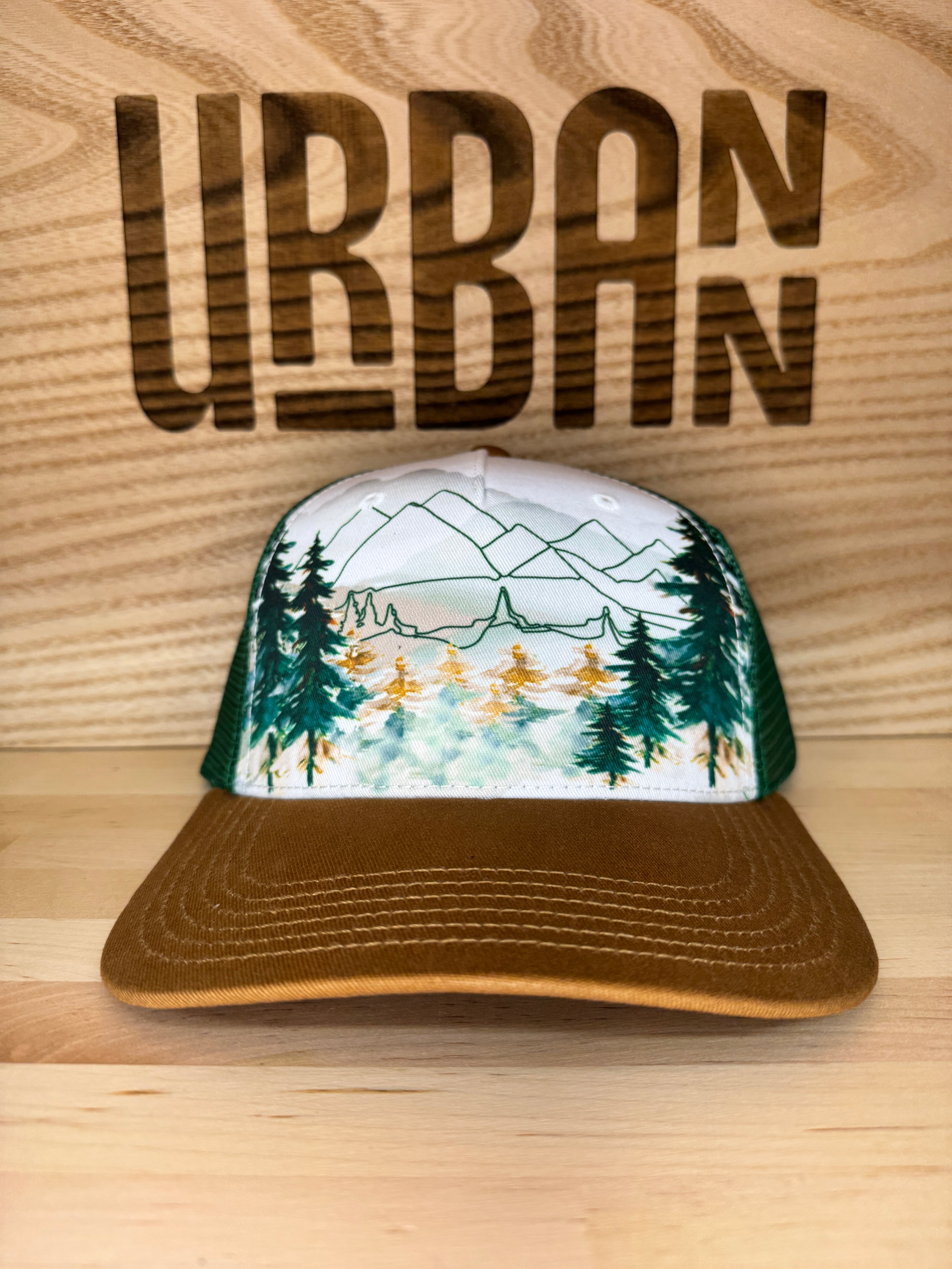 Urbann Outdoors Collection Structured Scenery Printed Five-Panel Low-Profile Hat