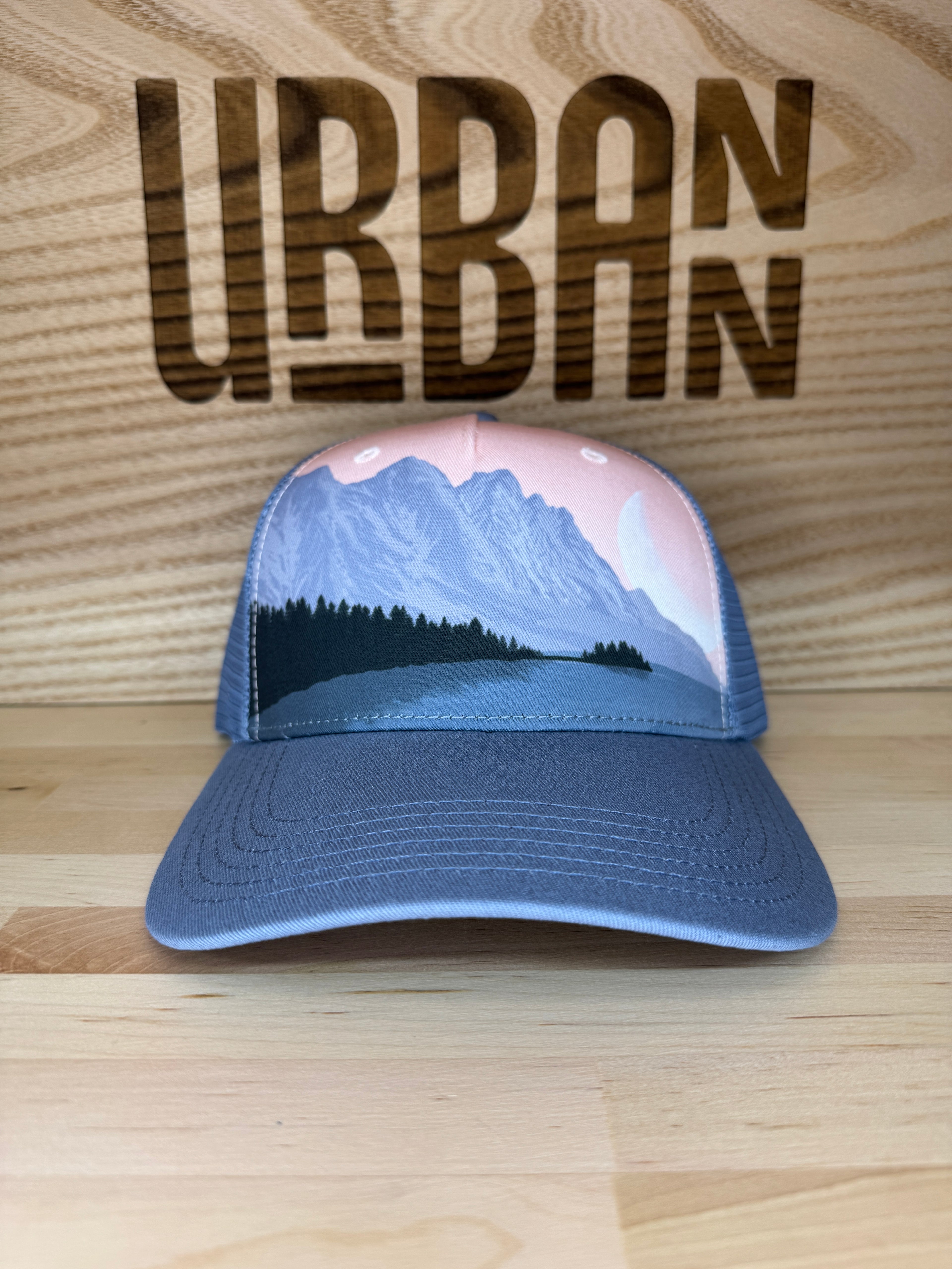 Urbann Outdoors Collection Structured Scenery Printed Five-Panel Low-Profile Hat